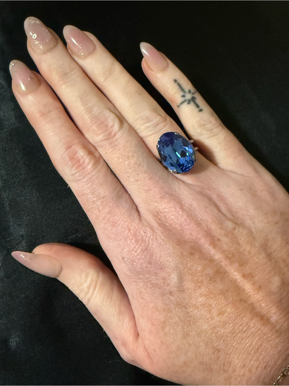 Elegant Sapphire Crystal Oval Adjustable Ring